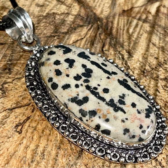 Speckled Dalmation Stone Pendant 2 1/2” - Picture 8 of 13